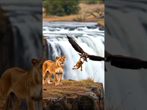 'Nature’s Shocking Moment 😱🦅 Eagle Snatches Cub in Front of Lion 🦁'