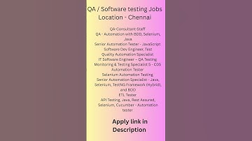 Automation testing jobs for experienced  testers- ( Chennai)