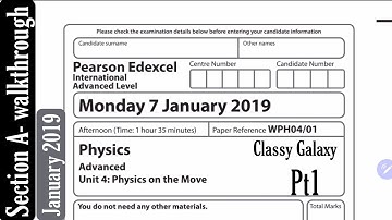 Edexcel IAL physics Unit 4 Jan 19 | Section A | MCQ part | Solution