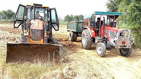 Mahindra Arjun tractor Novo and jcb 3DX Plus machine in mitti trolley loading video jcb tractor yz
