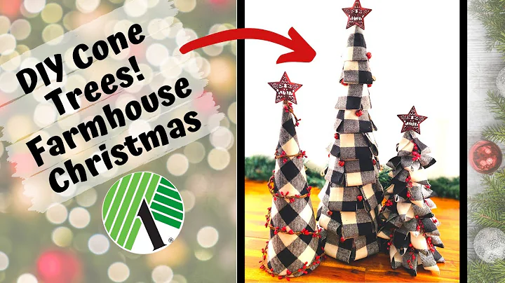 Dollar Tree DIY | How to Make Cone Trees | Farmhouse Christmas | Buffalo Check Christmas Decor