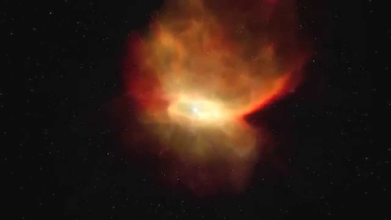 Artist’s impression of two white dwarf stars merging and creating a Type Ia supernova