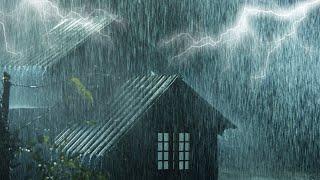 Goodbye Stress to Sleep Instantly with Powerful Rainstorm & Intense Thunder on Tin Roof of Farmhouse