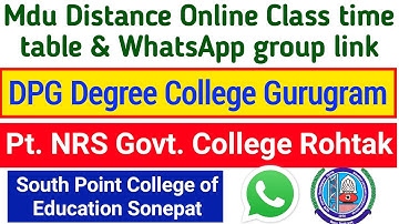 Mdu Distance Class Time Table | Mdu distance Whatsapp Group Link | mdu dde class 2022