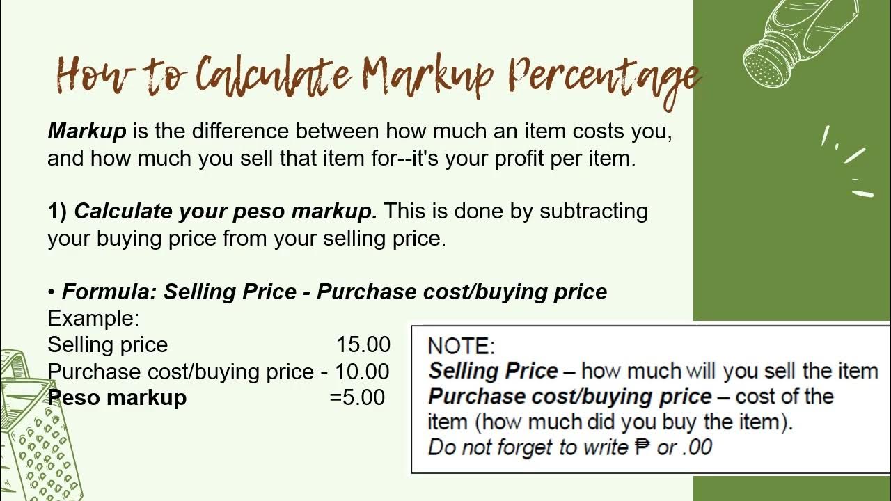 TLE 7 COMMERCIAL COOKING WEEK5 How to Calculate Markup Percentage - YouTube