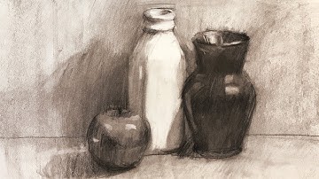 Still Life #102 - Local Colors in a Charcoal Drawing