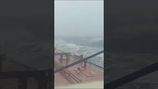 Ship in Storm: Traveling Through the Pacific Ocean Ship Deals with Rough Waves #ship #storm #ocean