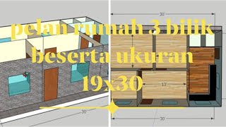 pelan rumah 3 bilik 19x30