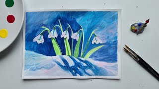 Рисуем подснежники! How to draw snowdrops!