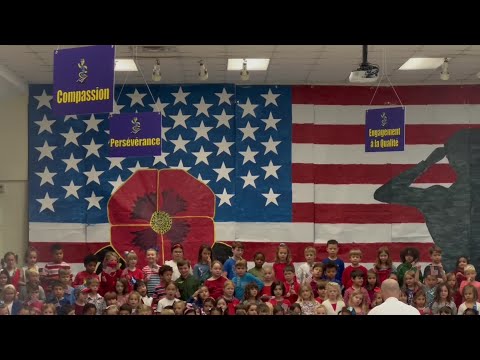 Robious Elementary School kindergarten and first graders sing “My Flag” by Dr. Jean Feldman