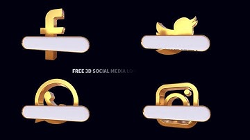 Free 3D Gold Social Media Lower Thirds After Effects. No Plugins