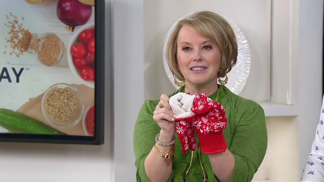 Temptations Oven Safe Gloves with Silicone Accents on QVC YouTube
