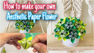 DIY Aesthetic Origami Paper Flower || cara membuat bunga kertas origami aesthetic sendiri