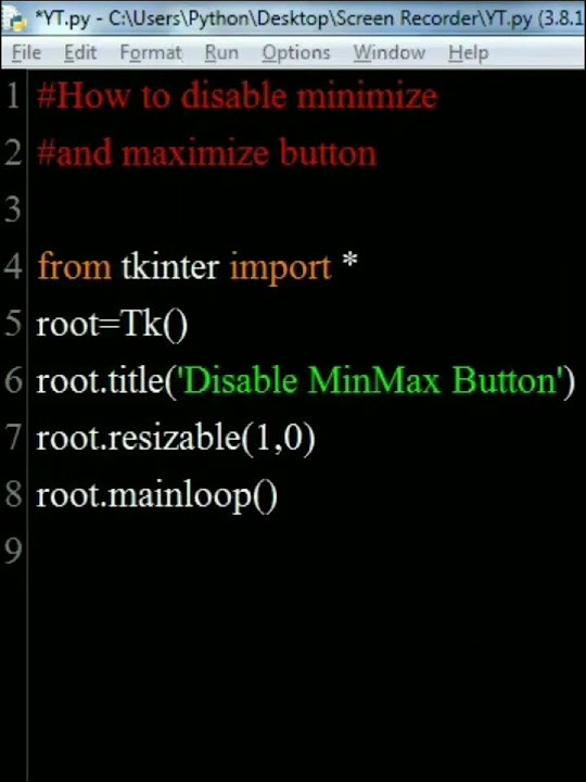 How to disable min and max button in Tkinter Python. #shorts_by ...