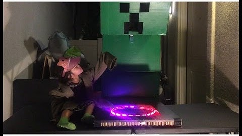 Life-Size littleBits Minecraft Creeper giving out candy on Halloween