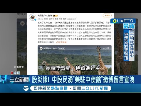 美國駐中使館微博爆"長頸鹿事變" 中國網民湧入求救 滬指盤中跌穿2700點 創近4年新低點 無視股災! 中國官媒: 全國樂觀向上｜記者 劉玨妤｜【國際大現場】20240204｜三立新聞台