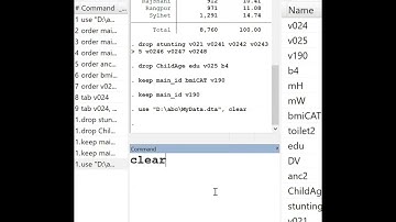 Clear variables and output form Stata database