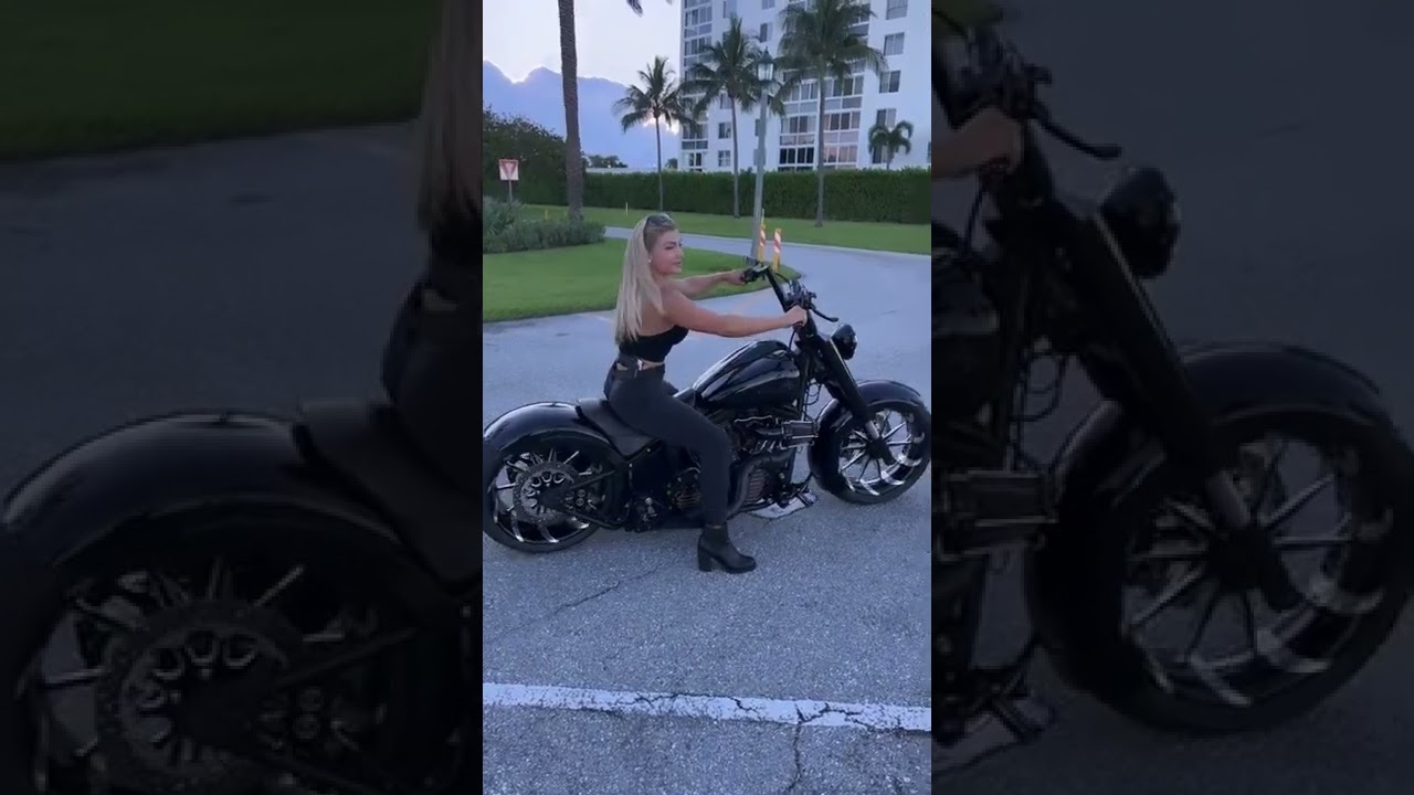 Sexy Blond Girl on A Harley Davidson