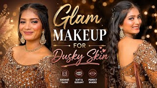 Soft Glam Reception Makeup for Dusky Skin ✨ Elegant Indian Engagement Look