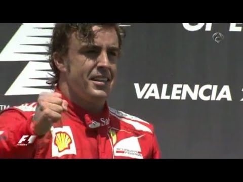 Ultima vuelta, celebración y podio de Fernando Alonso, ganador en Valencia 2012
