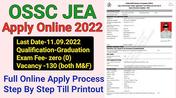 OSSC Junior Executive Assistant Apply Online 2022 | OSSC Junior Executive Apply Online Form 2022