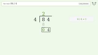 84/4 Long Division — Step-by-Step | Tiger Algebra Solver