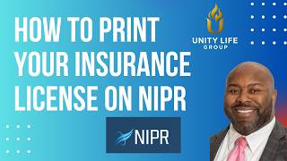 How To Print Your Insurance License | NIPR | Corey Williams | Unity Life Group