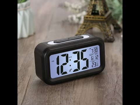 Alarmlı Dijital Masa Saati + ışıklı + sensörlü + termometreli Dijital masa saati