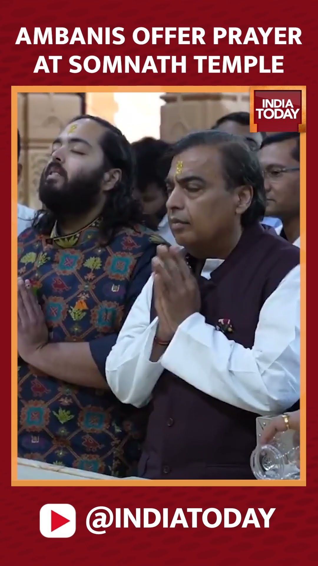 Mukesh Ambani And Anant Ambani Offer Prayers At Somnath Temple In Gujarat #shorts #ambanifamily