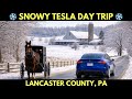 Snowy Tesla Day Trip to Lancaster Central Market ❄️⚡ Food, Thrifting &amp; PA Dutch Dinner