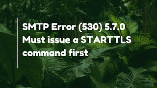 SMTP Error (530) 5.7.0 Must issue a STARTTLS command first