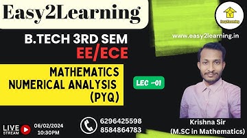 B.Tech 3rd Sem EE/ECE | Mathematics,Numerical Analysis (PYQ)_Part - 1 | By Easy2Learning/Krishna SIr