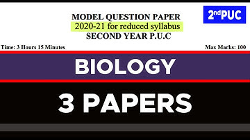 BIOLOGY 2nd YEAR P.U.C MODEL QUESTION PAPER 2020 - 21 for Reduced Syllabus #EasyLearn_Questions 2021