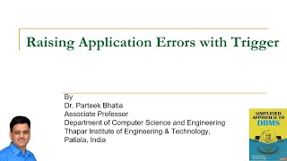 Raising Application Errors with Triggers | PL/SQL | Parteek Bhatia | Simplified Approach to DBMS