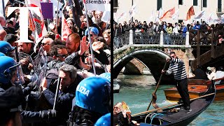 Protests as Venice becomes first city to charge tourist entry fee