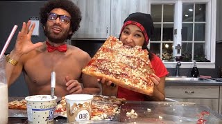 Peanut Butter, Jam, Bacon, Rice Krispies Treats Giant Dessert Pizza Slices Mukbang