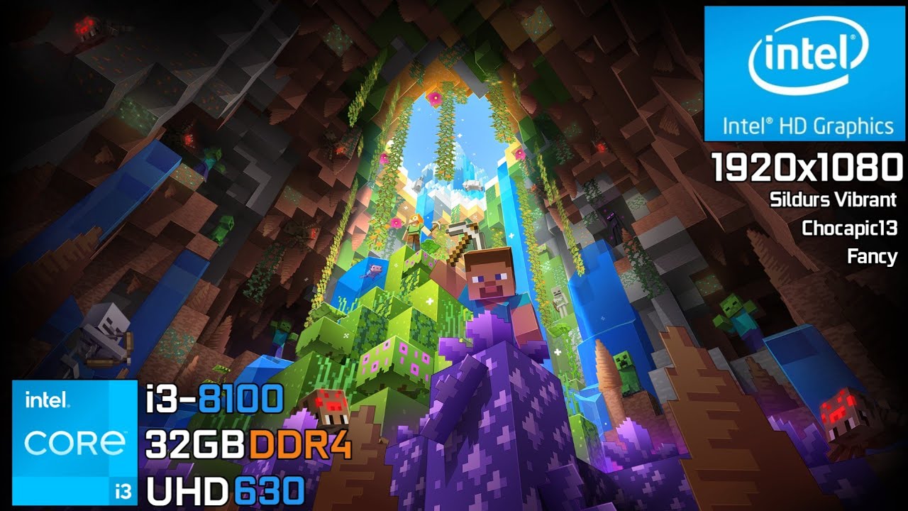 Minecraft | i3-8100 + UHD 630 IGPU | 1080p 3 Shaders