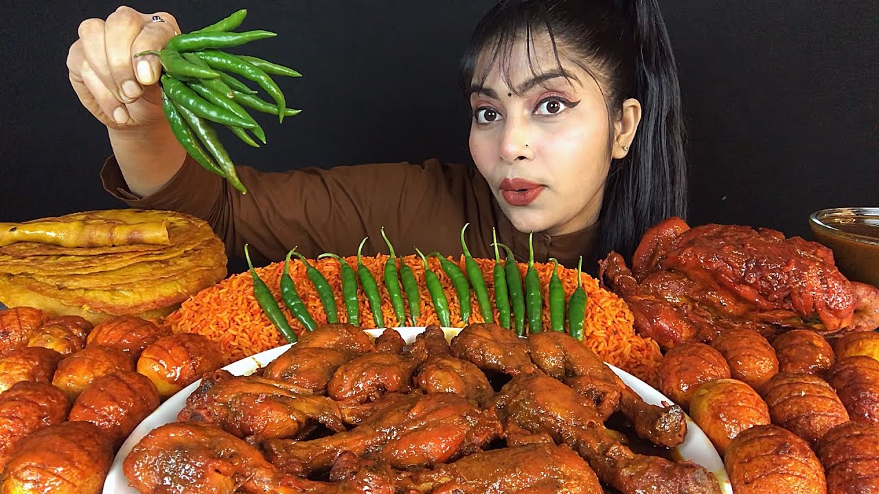 EATING CHICKEN LEG CURRY MANCHURIAN FRIED RICE AFGANI EGG CURRY CHILLA WHOLE CHICKEN | ASMR MUKBANG