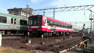 【赤い電車は勝つ】E501系・6000系ガルパン 水戸駅付近で並走@2013.1.6