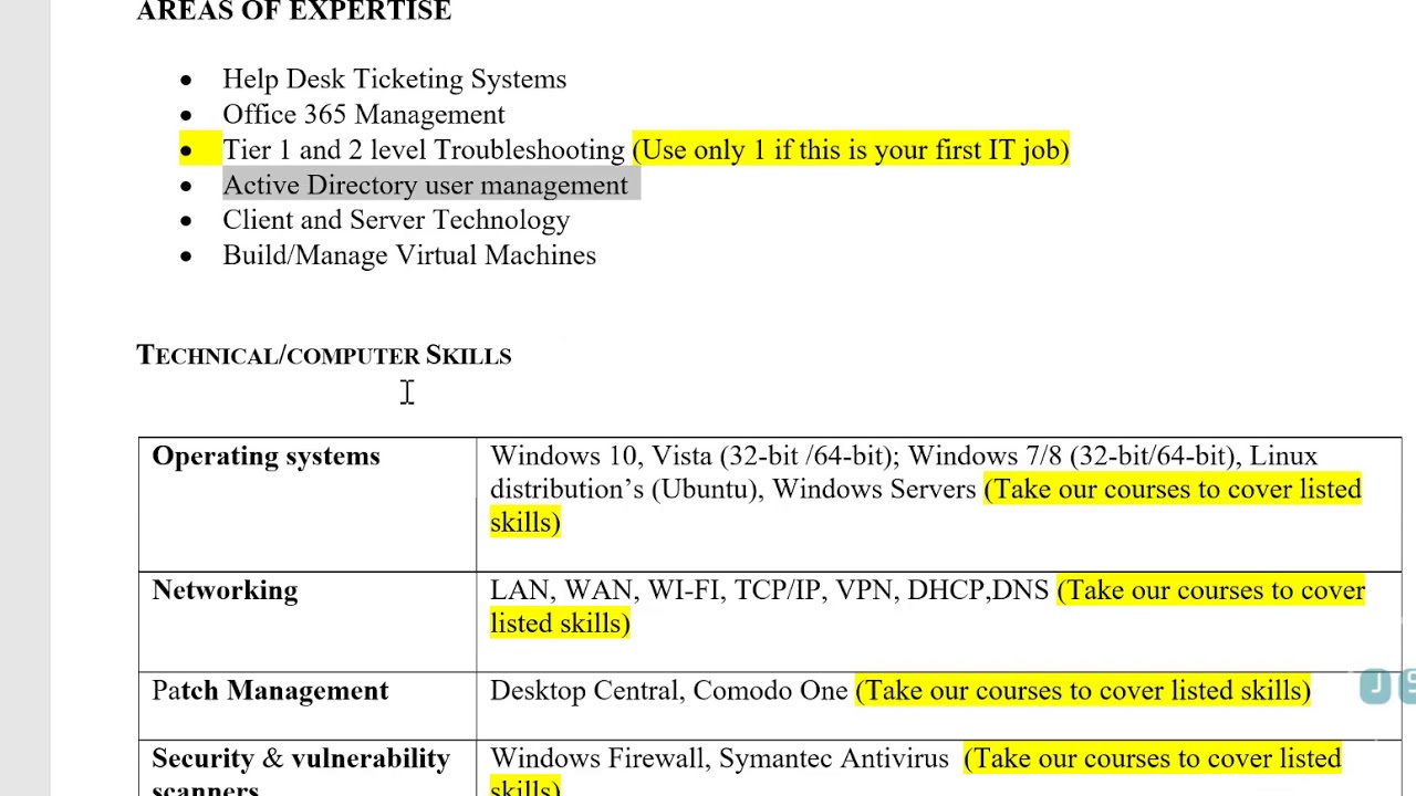 Bad It Resume Vs Good It Resume How To Fix It Part 1 Youtube