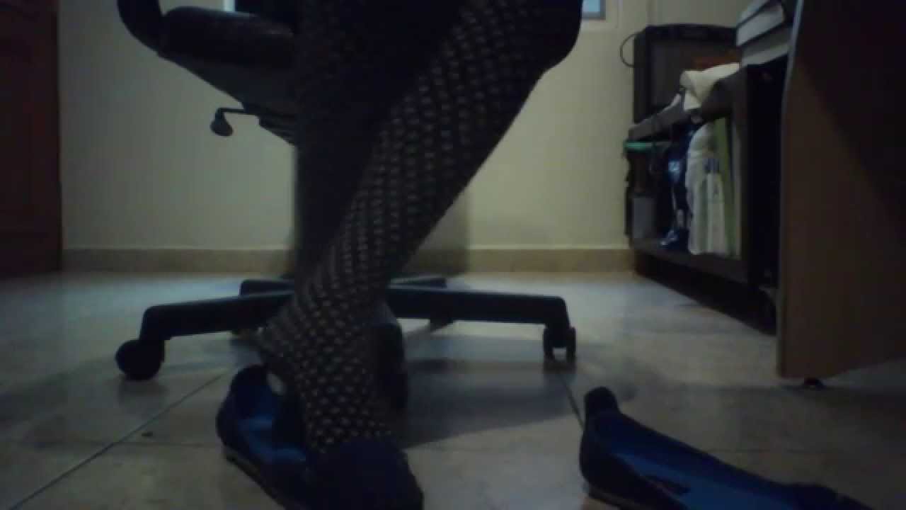 Flats Shoeplay Black Pantyhose At Desk Youtube