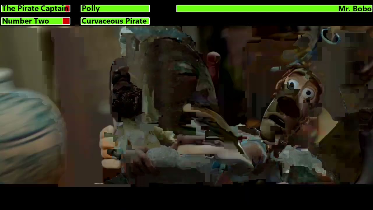 The Pirates! Band of Misfits Runaway Bathtub Scene with healthbars