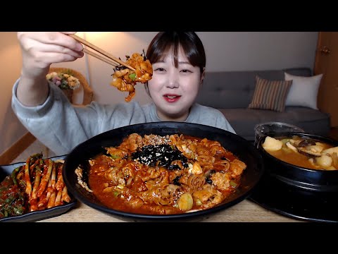 대패삼겹살로 만든 제육덮밥 파김치 된장찌개 먹방 Spicy Stir Fried Pork & Green onion Kimchi  mukbang Eating sound