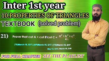 10.Properties of Triangles SOLVED PROBLEMS (21st PROBLEM)