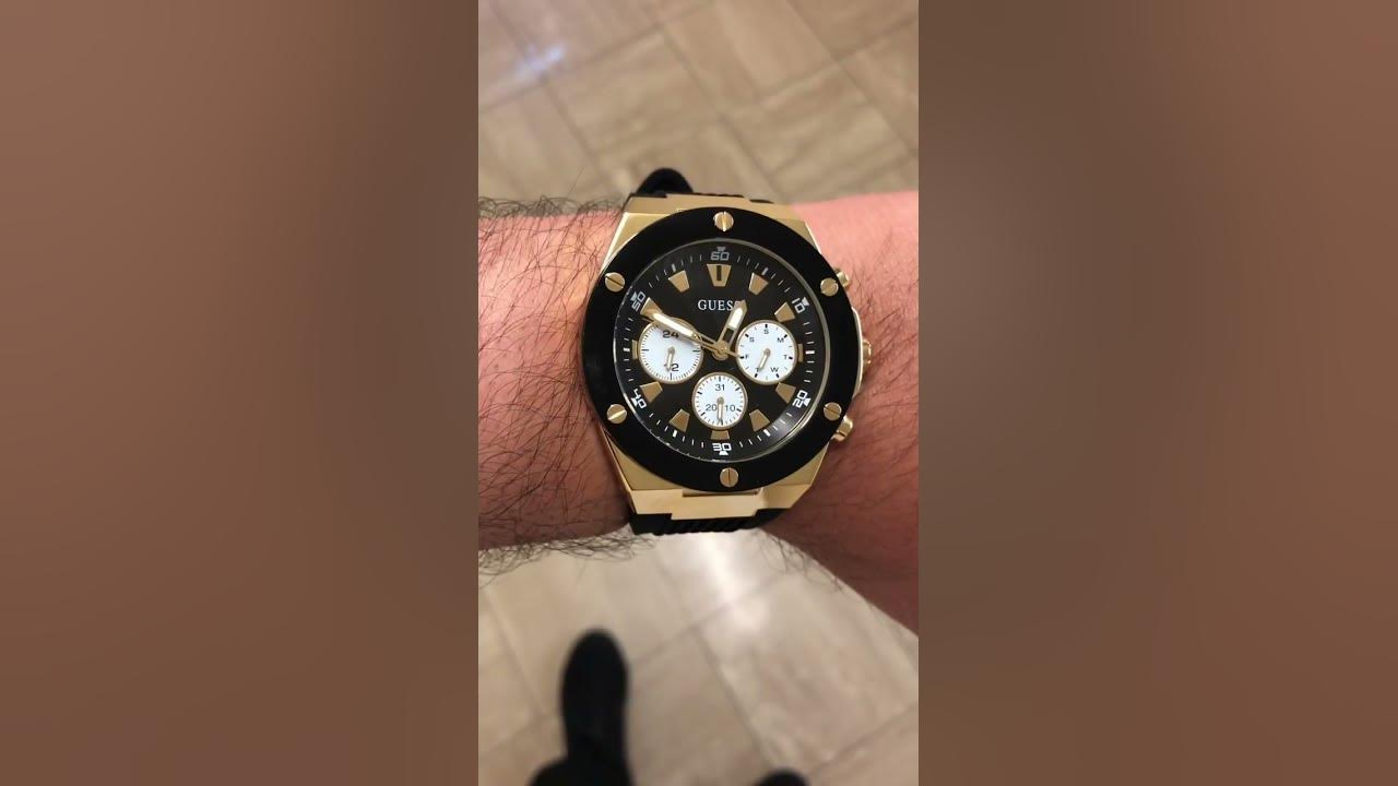 Guess Poseidon Men's Black Silicone Strap Watch | GW0057G1 - YouTube