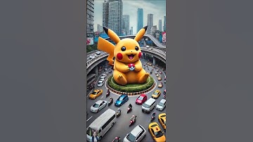 🤩Evolution of Pikachu: A big Pikachu in the center of a busy city 😻 #evolution #funny #santaclaus