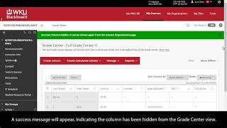 Hiding and Showing Grade Center Columns