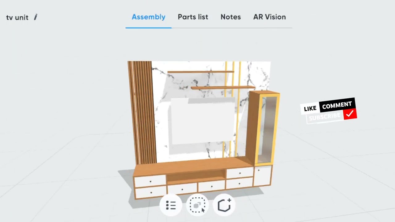 Tv unit design 3d in moblo cad