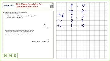 GCSE Maths EDEXCEL Specimen Set 1 Foundation     Paper 3   Q18 Ratios and percentages