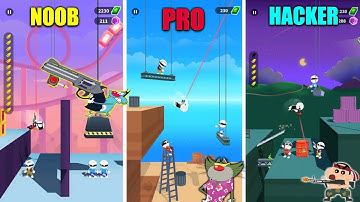 Noob vs PRO vs HACKER | In Johnny Trigger | Oggy And Jack | Shinchan